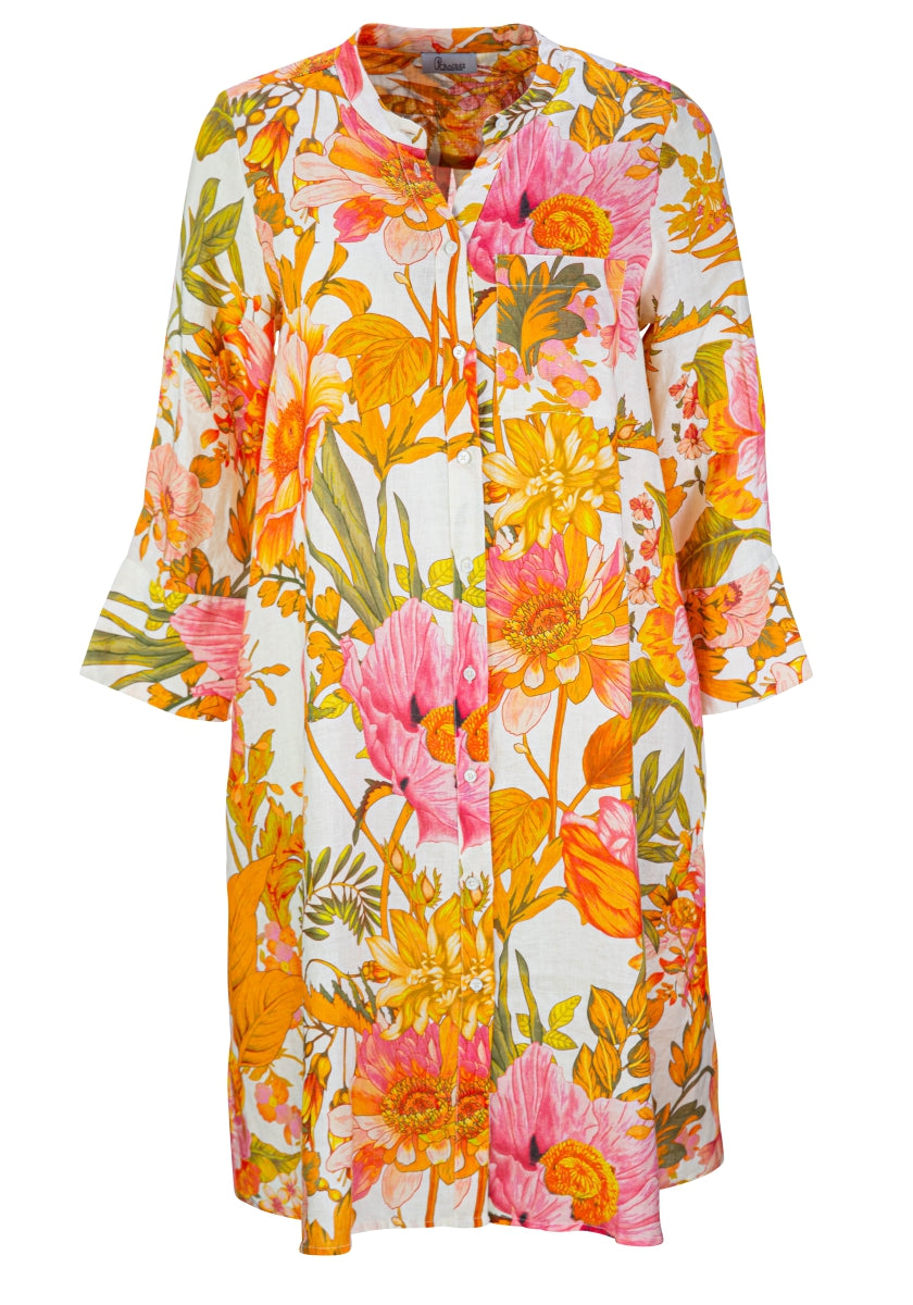 PRINCESS Leinenkleid mit sommerlichen Print