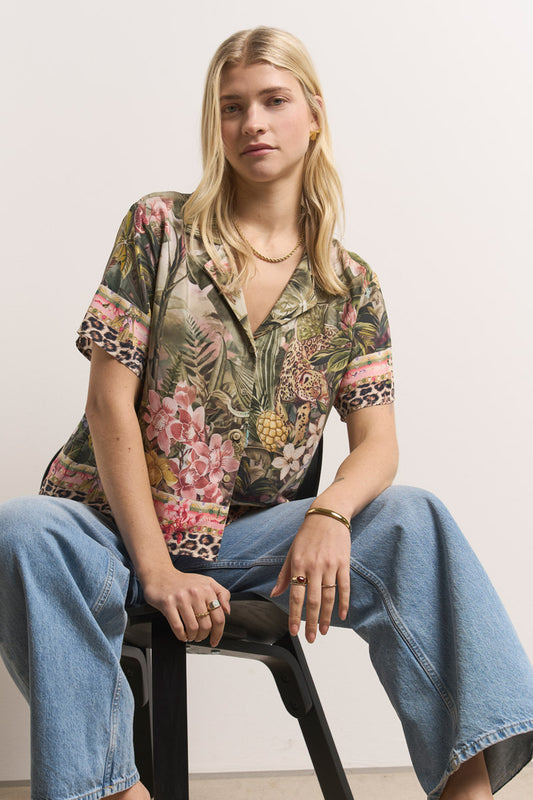 PRINCESS Viskosebluse Jungle Leo