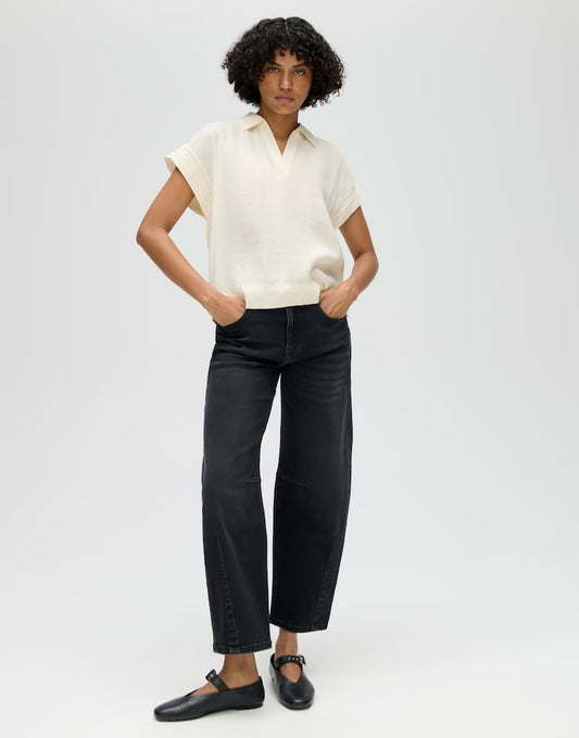 OPUS Blusenshirt Sinula mit Materialmix