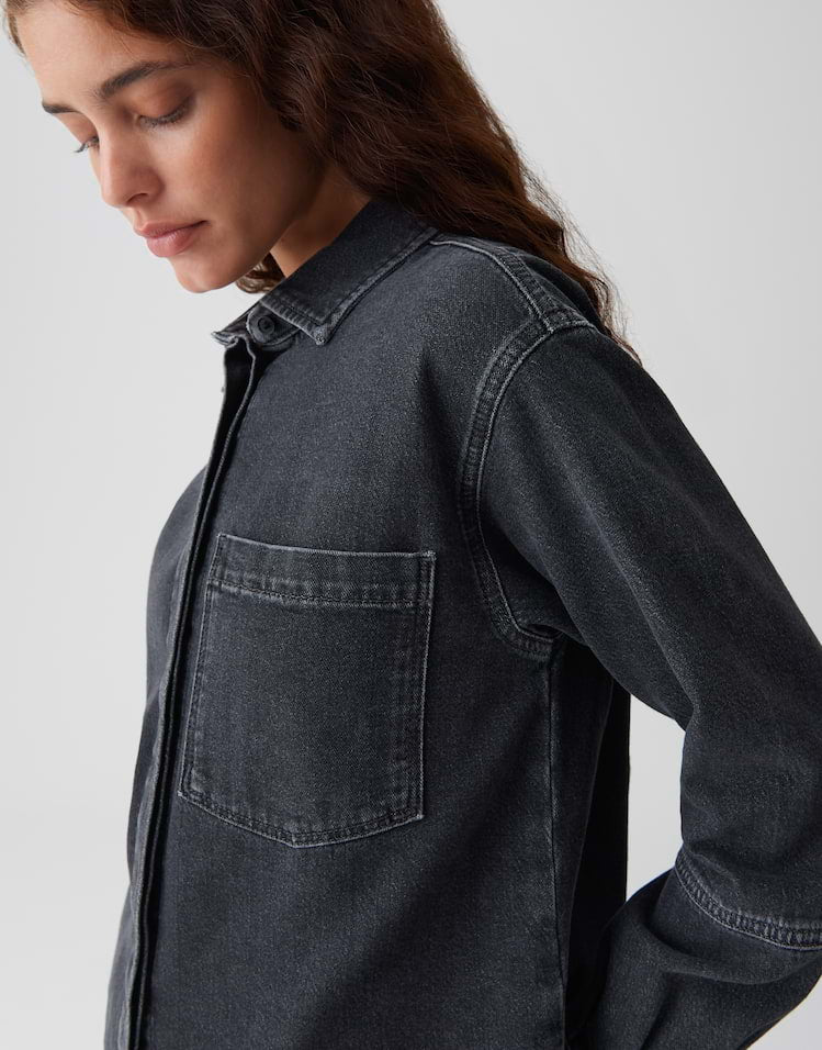 OPUS Bluse Femori in Denim-Optik