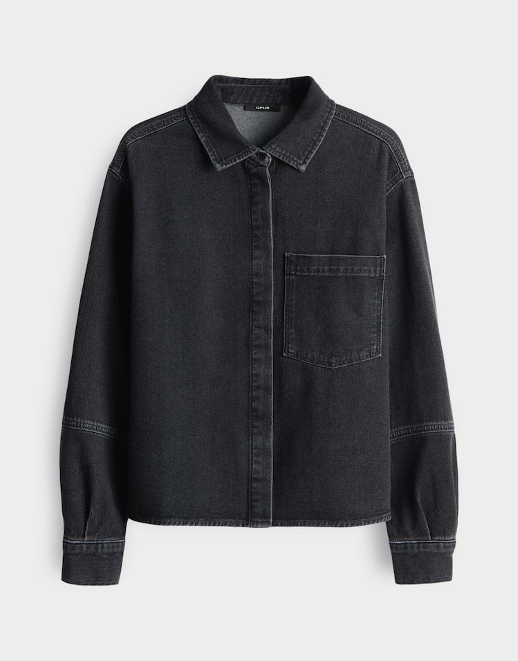 OPUS Bluse Femori in Denim-Optik