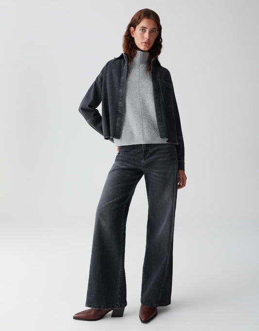 OPUS Bluse Femori in Denim-Optik