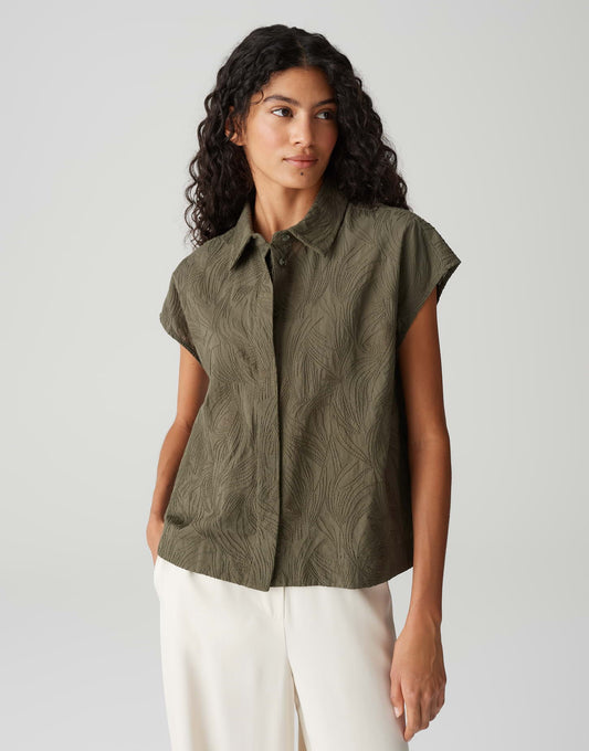 OPUS Kurzarmbluse Falme mit Stickerei