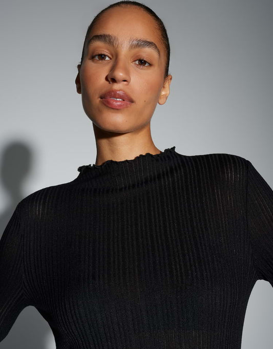 OPUS semitransparentes Langarmshirt Sivi