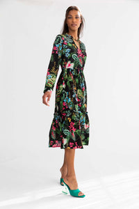 PRINCESS Kleid mit floralem Blätterprint