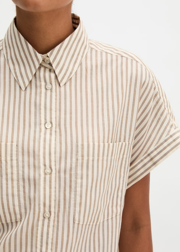 MARC O`POLO leichte Leinenbluse mit zartem Streifen