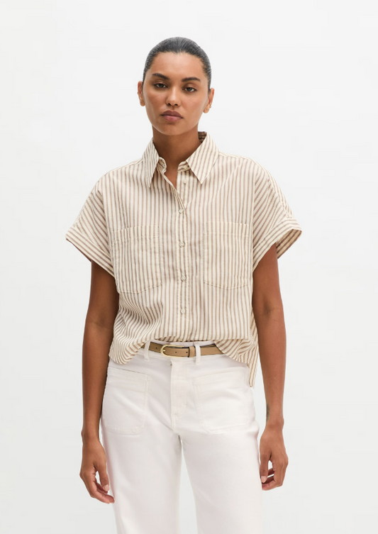 MARC O`POLO leichte Leinenbluse mit zartem Streifen