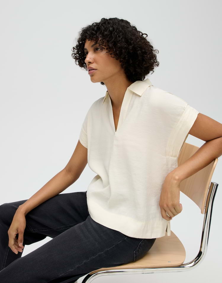 OPUS Blusenshirt Sinula mit Materialmix