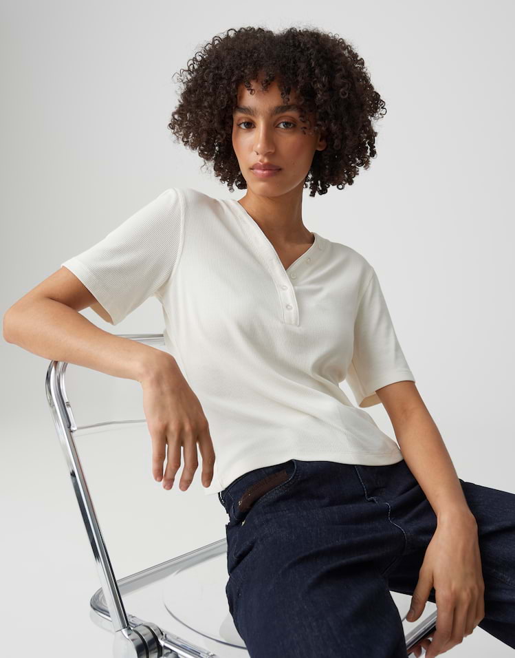 OPUS feines Rippshirt Sanez