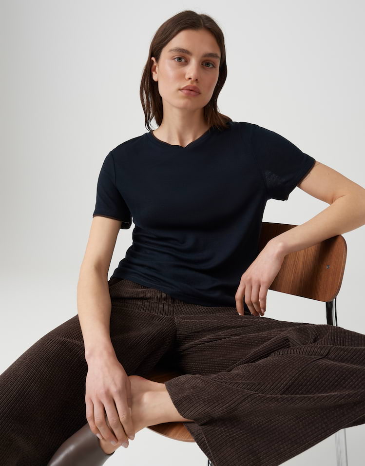 OPUS Shirt Soppel mit Kontrast-Paspeln