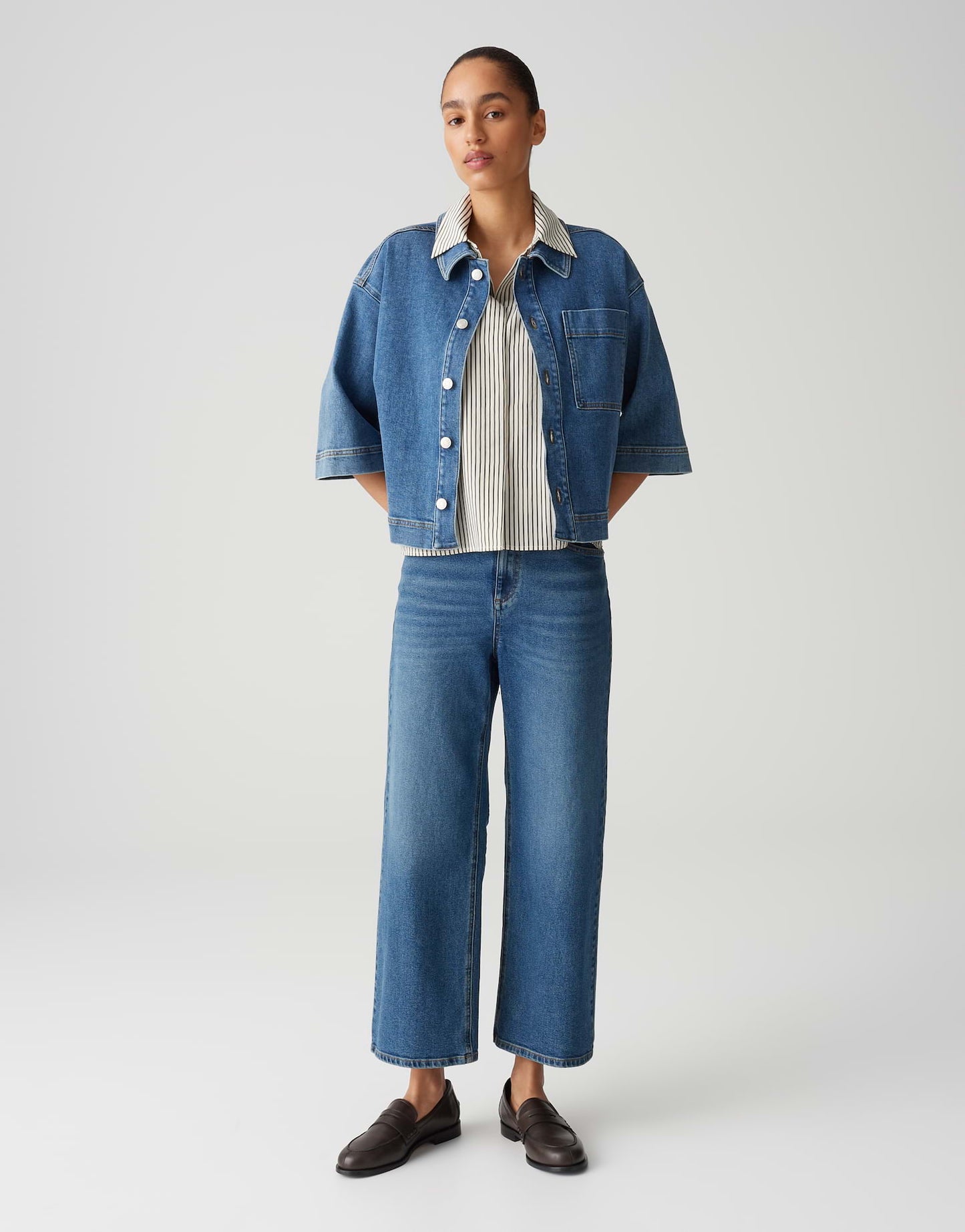 OPUS verkürzte Wide Leg Jeans Lanah