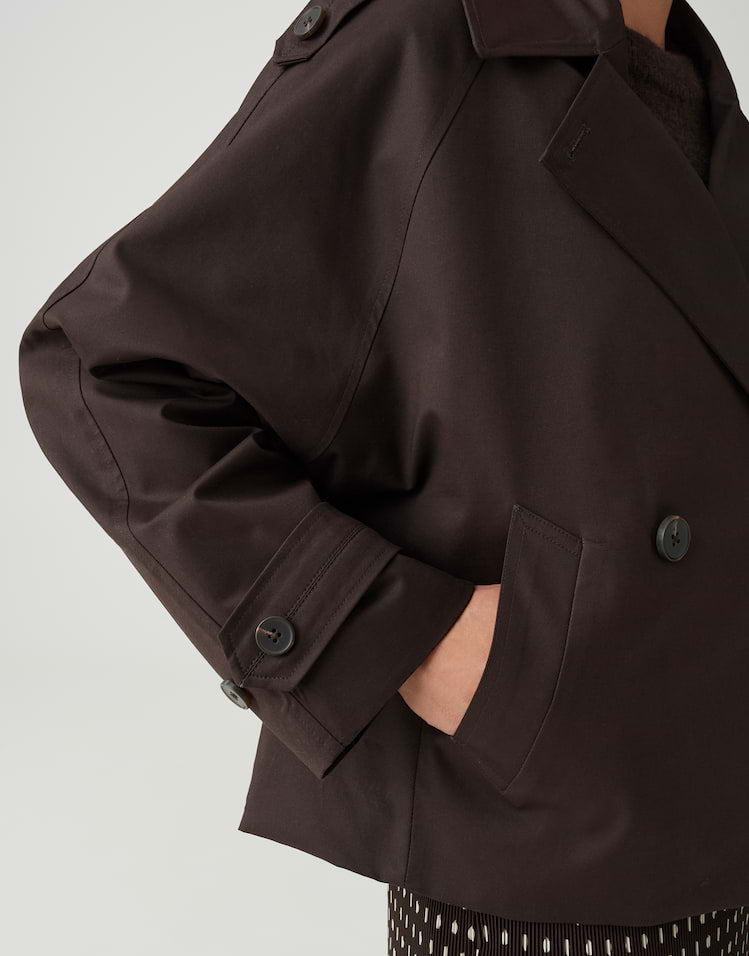 OPUS kurze Trenchjacke Haweni aus nachhaltigem Baumwollmix
