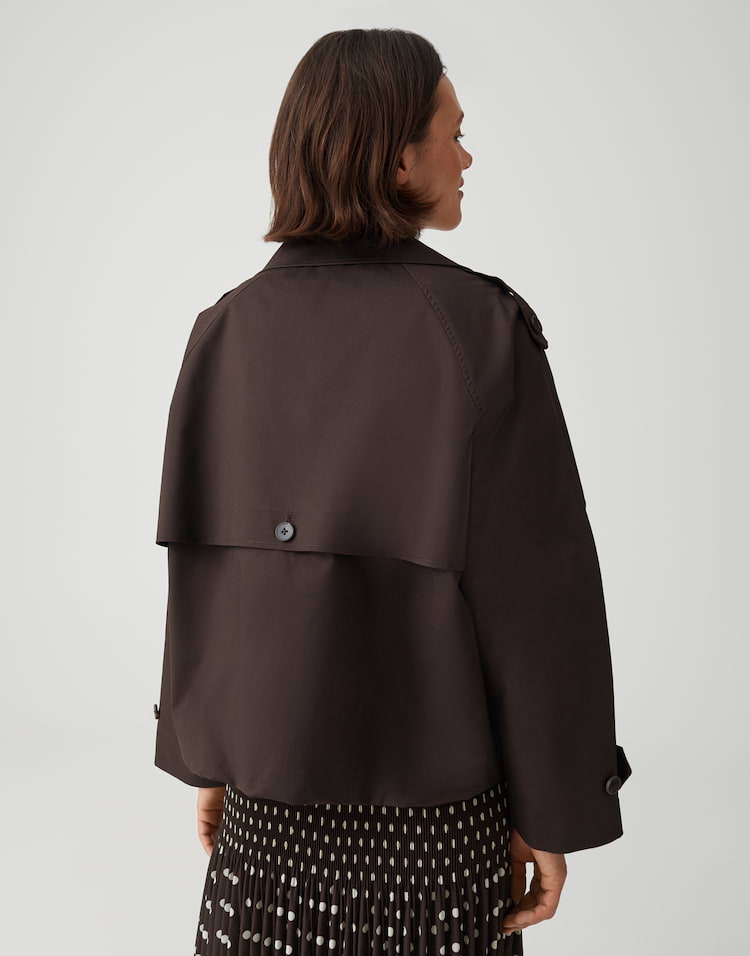 OPUS kurze Trenchjacke Haweni aus nachhaltigem Baumwollmix