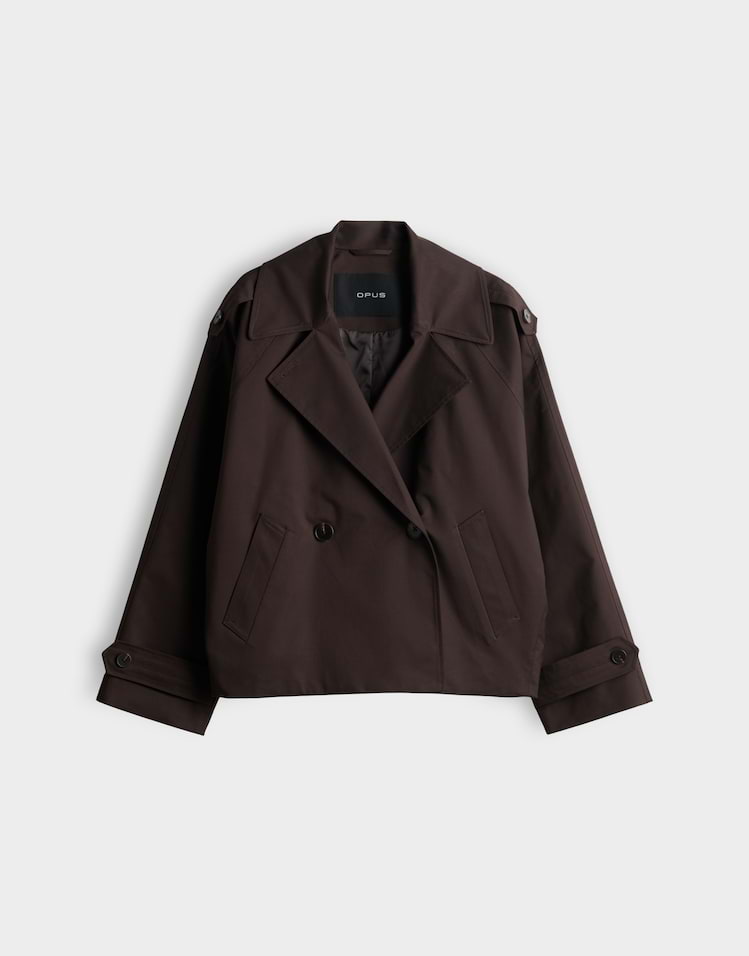 OPUS kurze Trenchjacke Haweni aus nachhaltigem Baumwollmix