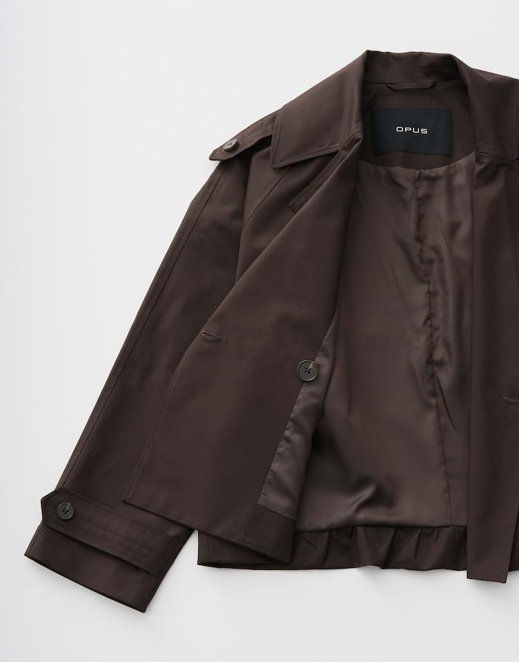 OPUS kurze Trenchjacke Haweni aus nachhaltigem Baumwollmix