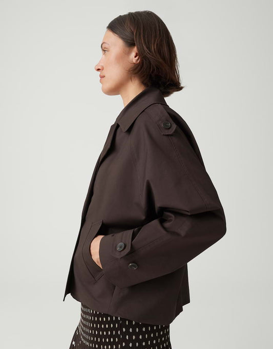 OPUS kurze Trenchjacke Haweni aus nachhaltigem Baumwollmix