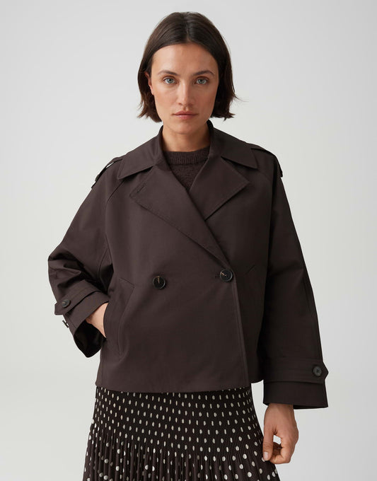 OPUS kurze Trenchjacke Haweni aus nachhaltigem Baumwollmix