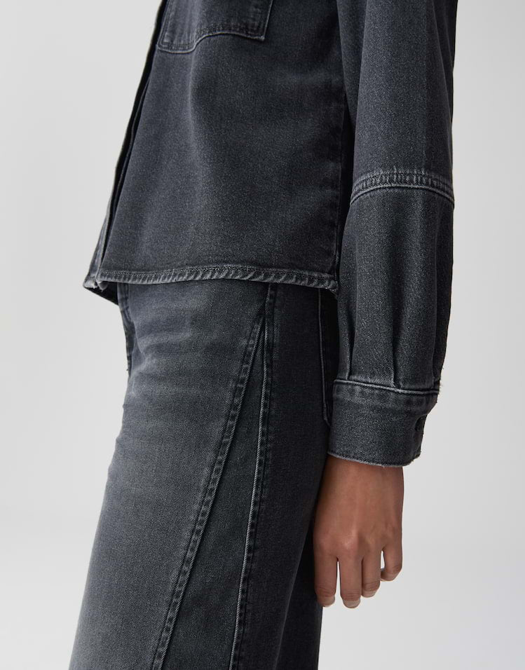 OPUS Bluse Femori in Denim-Optik