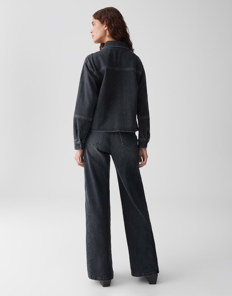 OPUS Bluse Femori in Denim-Optik