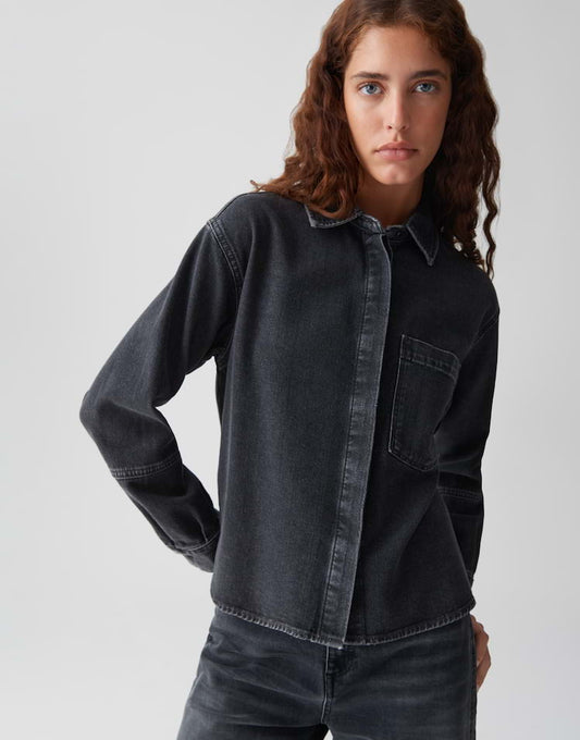 OPUS Bluse Femori in Denim-Optik