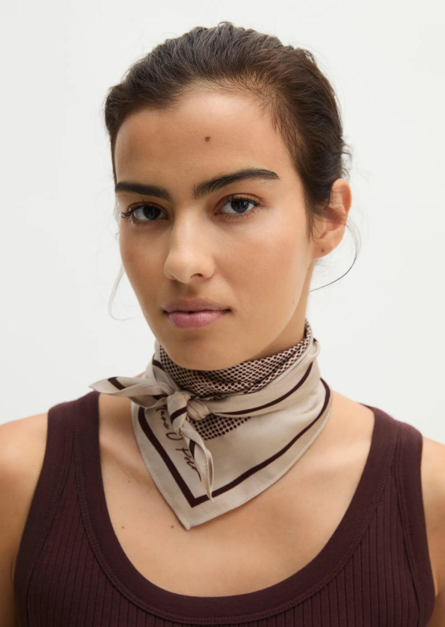 MARC O`POLO Satin-Foulard mit lässigem Print in beige