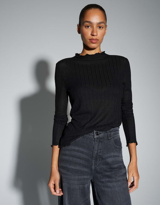 OPUS semitransparentes Langarmshirt Sivi