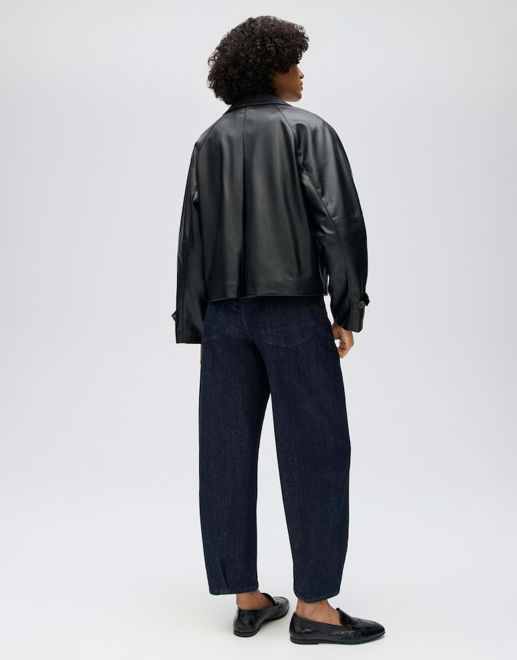 OPUS kurzer Fake-Leder Trenchcoat Haleda
