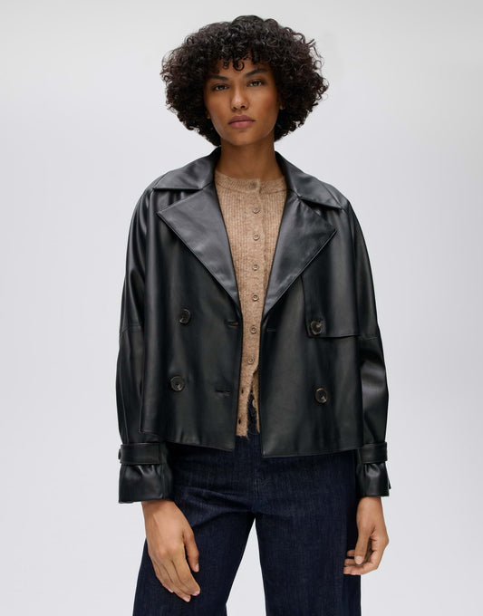 OPUS kurzer Fake-Leder Trenchcoat Haleda