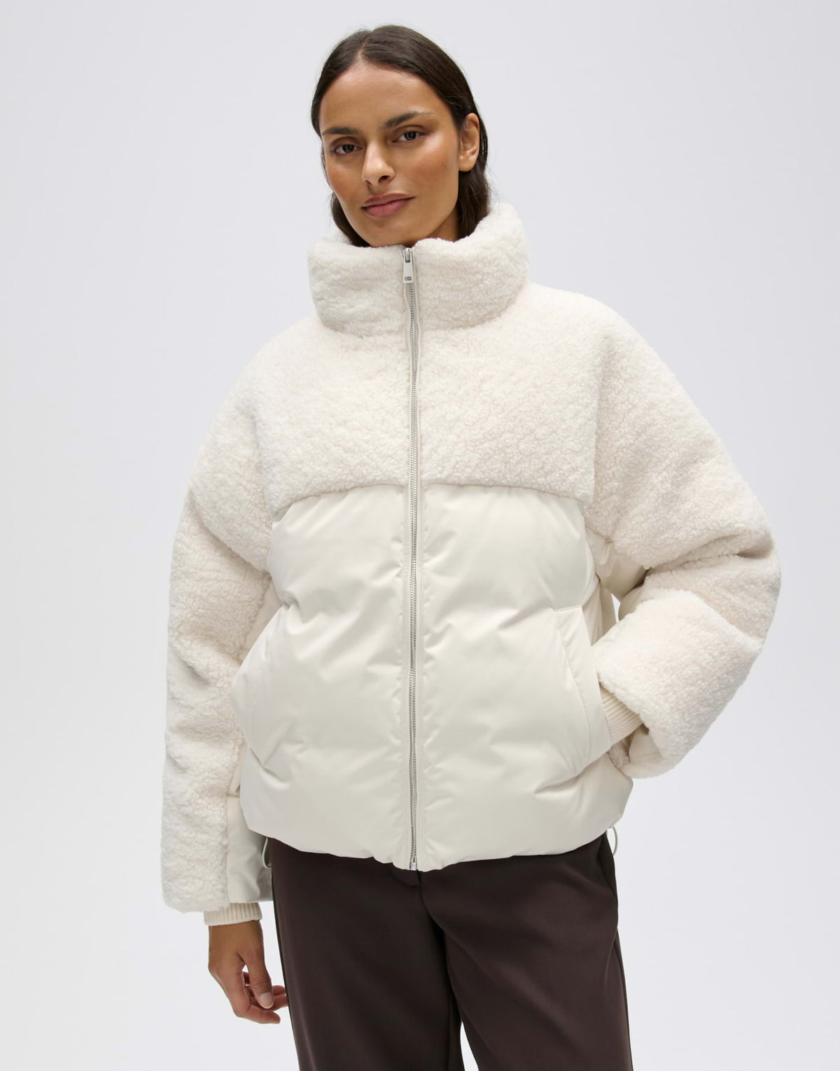OPUS Puffer Jacke im Materialmix