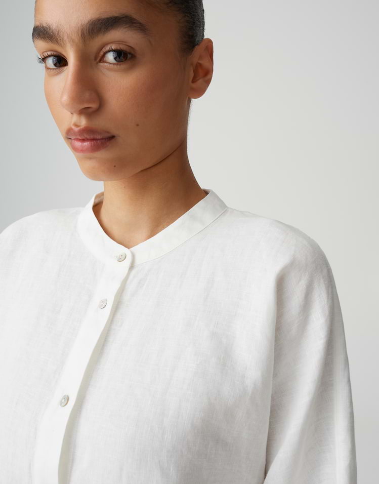 OPUS Stehkragenbluse Fulis aus Leinen