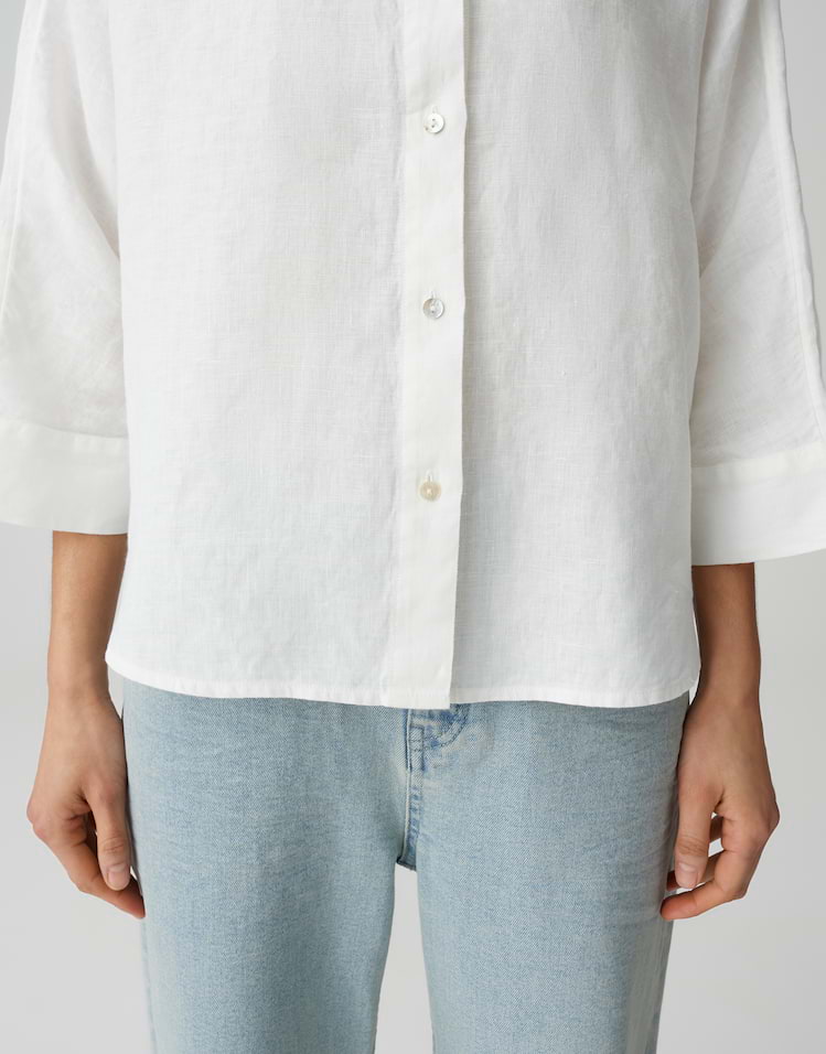 OPUS Stehkragenbluse Fulis aus Leinen