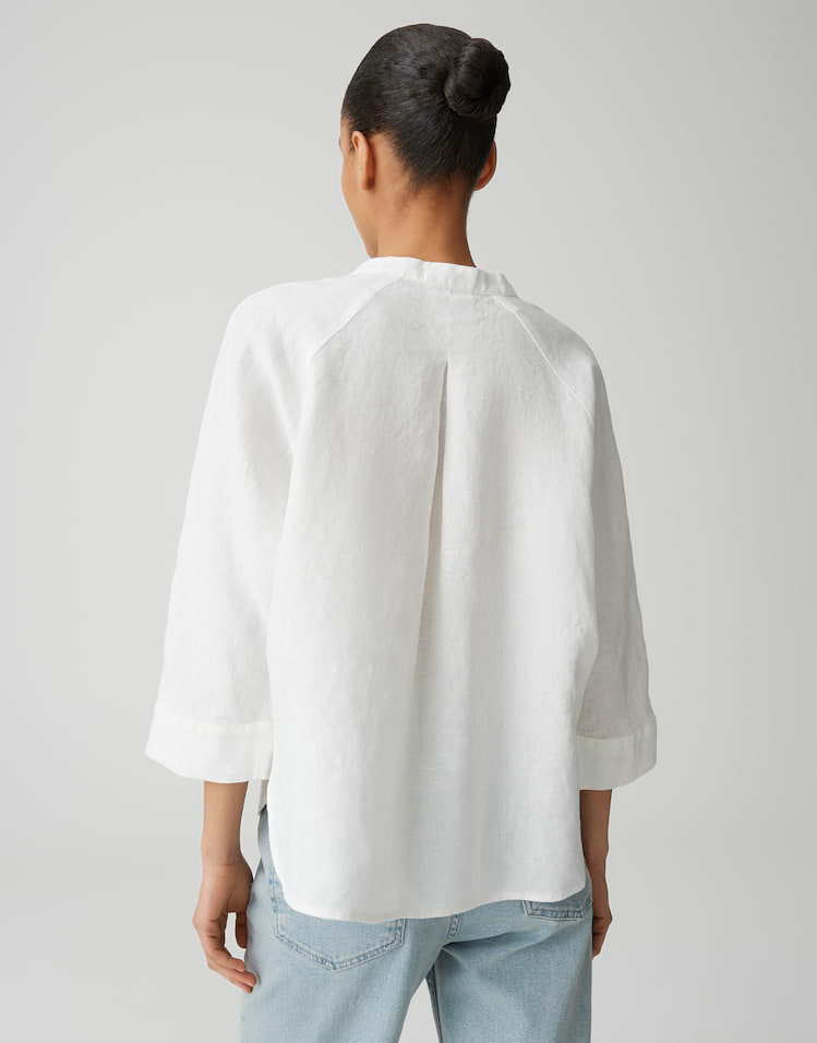 OPUS Stehkragenbluse Fulis aus Leinen