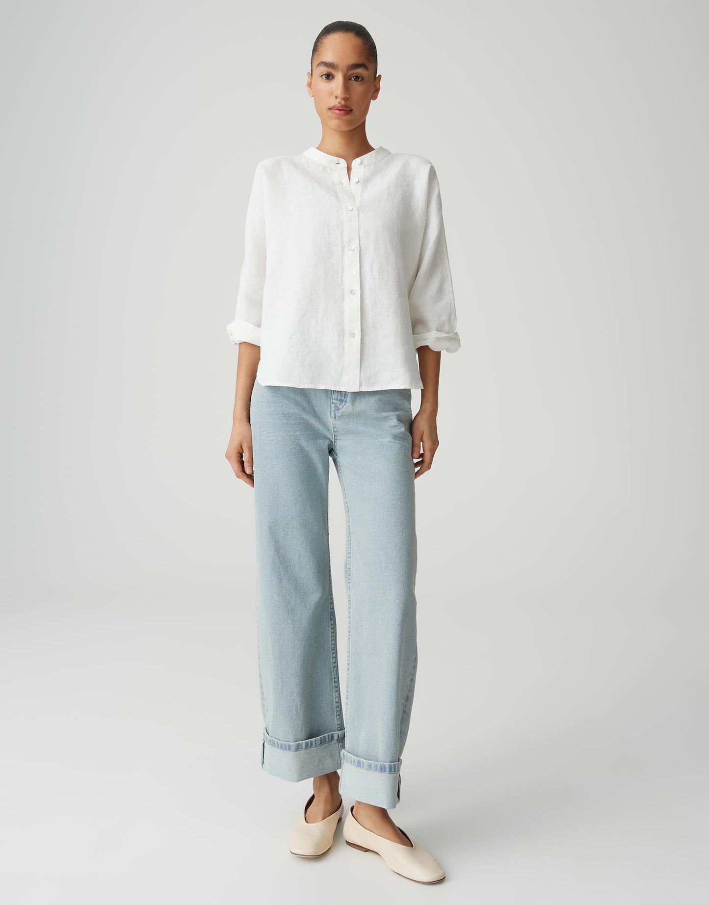OPUS Stehkragenbluse Fulis aus Leinen