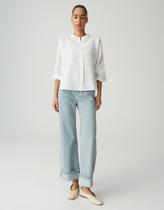 OPUS Stehkragenbluse Fulis aus Leinen
