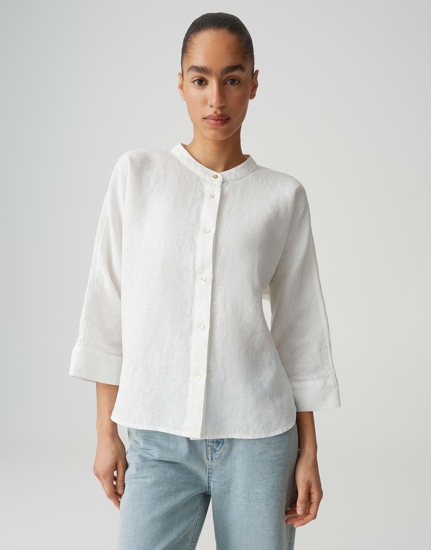 OPUS Stehkragenbluse Fulis aus Leinen